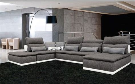 Beautifully crafted ferrari furniture available at extremely low prices. David Ferrari Panorama Italian Modern Grey Fabric and White Leather Sectional Sofa by VIG ...