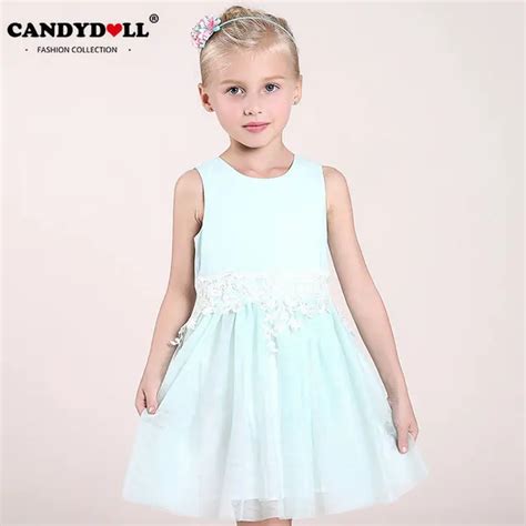 Candydoll 2017summer Children Girls Dresses Lace Flower Belt Princess