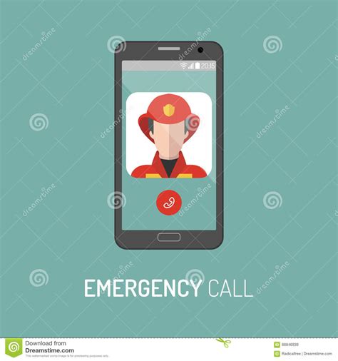 Vector Illustration Of Emergency Police Call With Policeman Icon On Mobile Telephone In Trendy