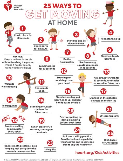25 Ways To Get Moving At Home Infographic Go Red For Women