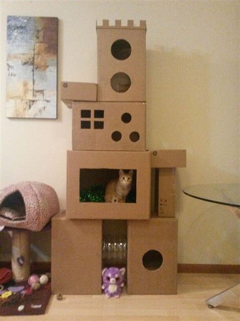 Carboard Cat Tower Cat House Diy Cardboard Cat House Cat Tree House