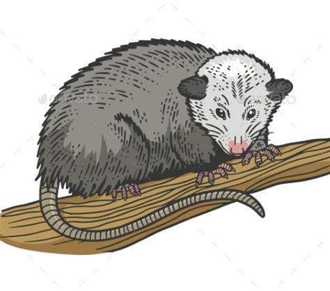 Opossum Sketch Vector Illustration Vectors Graphicriver