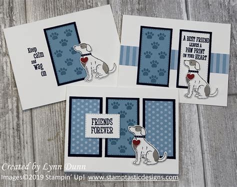 Panel Cards Stampin Up Happy Tails Lynn Dunn Stamptastic Designs