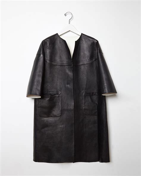 Marni Leather Duster Coat In Black Lyst