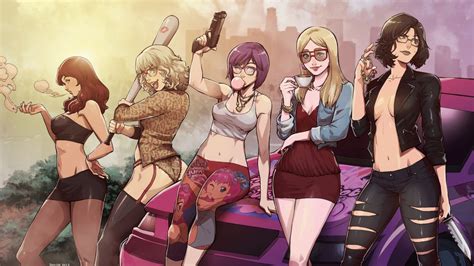 Wallpaper Video Game Art Video Games Grand Theft Auto V Women Gun Weapon Grand Theft