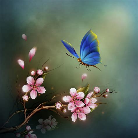 Blue Butterfly Digital Art By John Junek Pixels