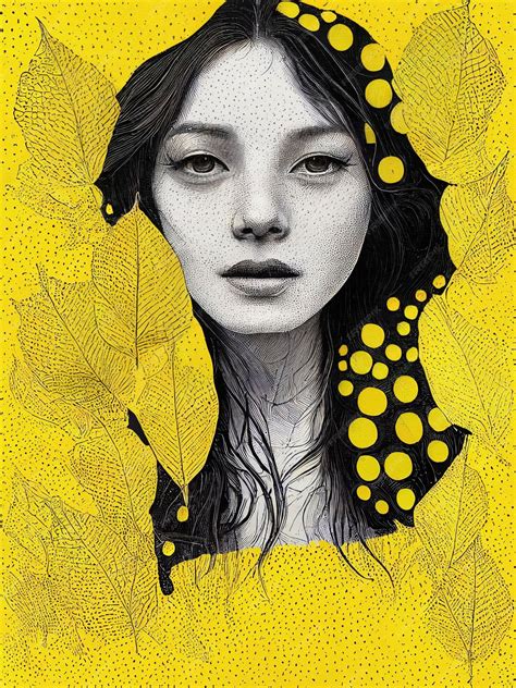 Premium Ai Image Digital Painting Of Iconic Woman Dots And Circles