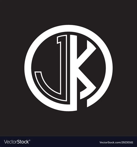 Jk Logo With Circle Rounded Negative Space Design Vector Image