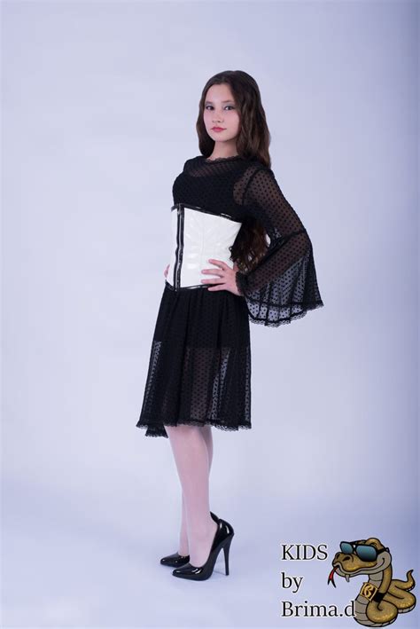 Custom Made Black Dress With Lacquer Leather Corset Kids By Brimad