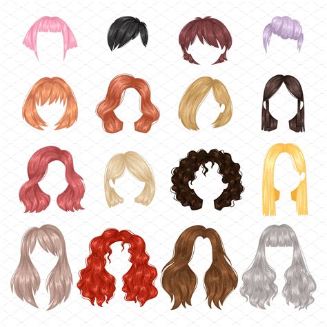 Vector Design Of Beautiful Collection Of Female Hairstyle Portrait