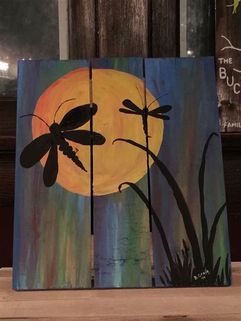 Dragonfly Painting Acrylic On Wood Dragonfly Painting Canvas