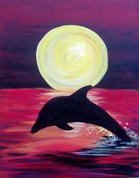 80 Easy Acrylic Canvas Painting Ideas For Beginners Dolphin Painting