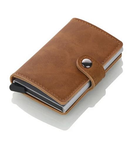 Leather Rfid Aluminum Credit Card Holder Automatic Pop Up Small Car