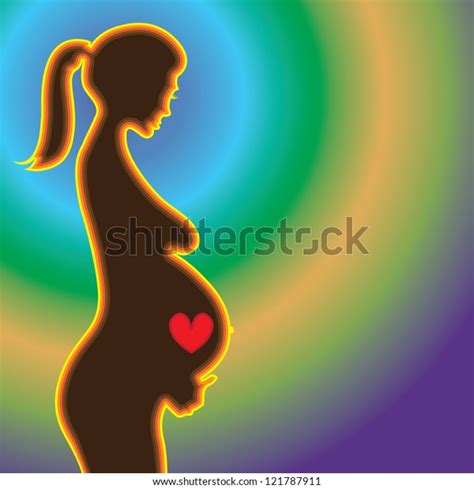 pregnant naked woman silhouette illustration vector de stock libre de regalías 121787911