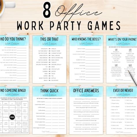 Office Party Games Bundle Printable Games For Work Team Etsy