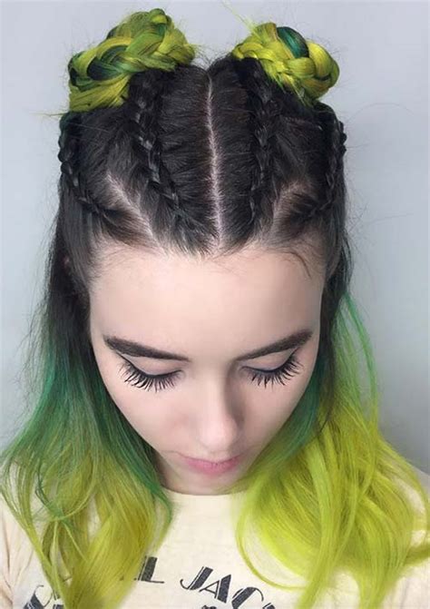 100 Ridiculously Awesome Braided Hairstyles Braided Space Buns Fashionisers©