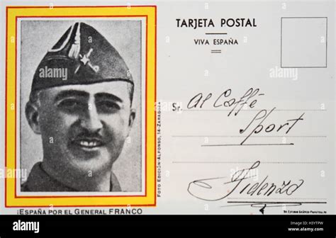 Postcard With A Photograph Of Francisco Franco 1892 1975 A Spanish