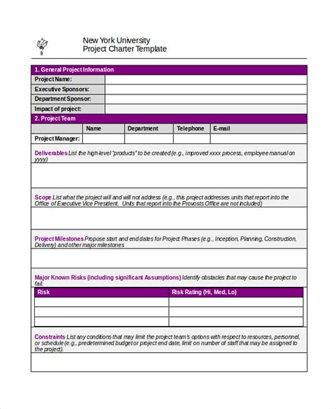 Project Charter Template 10 Free Word Pdf Documents Download