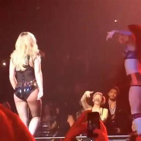 Miley Cyrus Kisses Girl Backing Dancer At Britney Spears Vegas Show Mirror Online
