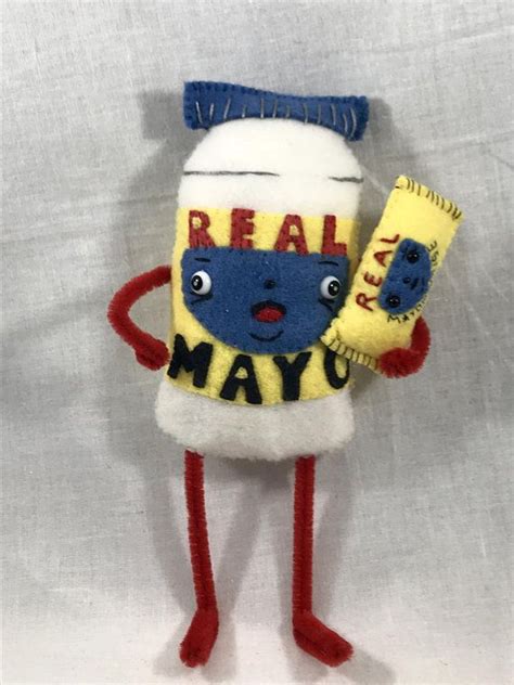 Mayo Jar Art Doll Wool Felt Food Mayonnaise Toy Soft Sculpture Funny