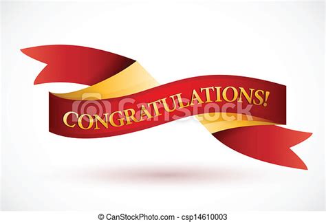 Congratulations Red Waving Ribbon Banner Illustration Design Over White