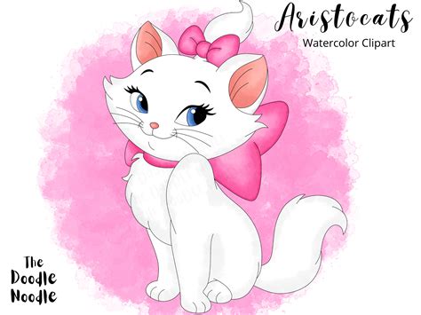 Marie Arisrocats Hand Drawn Watercolor Clipart Cute Cartoon Etsy Uk