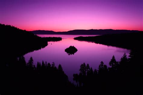 Photography Nature Landscape Lake Hills Mountains Sky Pink Forest Dark