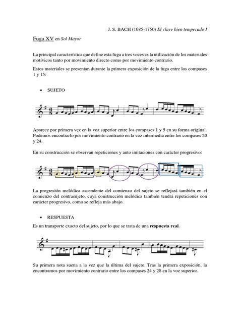 Análisis De La Fuga Xv Pdf Formas Musicales Musicología