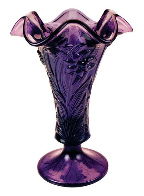 Fenton Daffodil Vase Purple Glass Fenton Glass Colored Glassware
