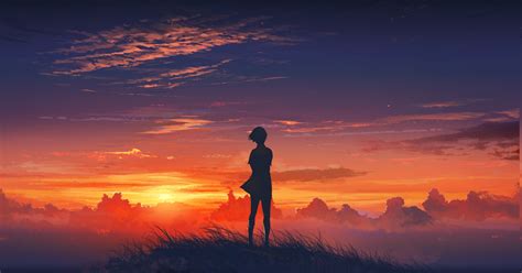 Use images for your mobile phone. anime Girls, Anime, Sunset, Sky, Clouds, Original ...