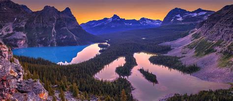 Nature Landscape Lake Ohara British Columbia Canada Forest Mountain