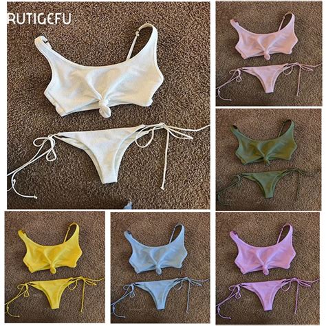 Buy Rutigefu Sexy Bikini 2017 New Solid Color Bikini Suit Vest Bikini Beach