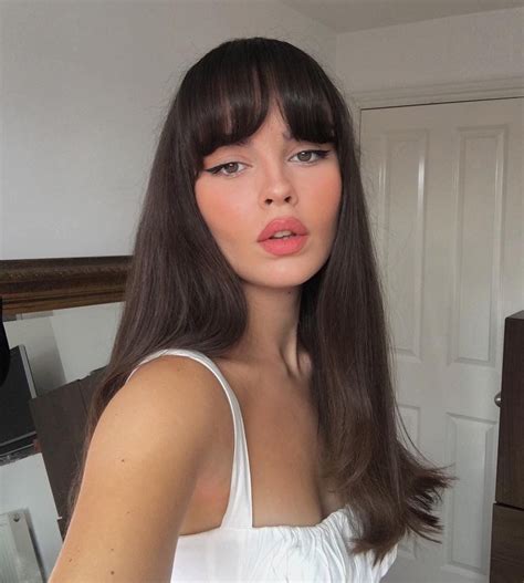 For More Pins Like This Follow Bekahhopeofficial Brunette Bangs Long