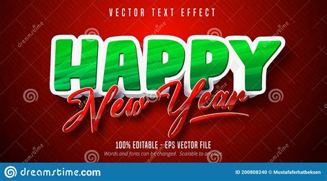 Happy New Year Text Cartoon Style Editable Text Effect Stock Vector