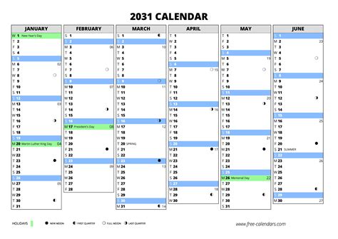 2031 Calendar ≡ Free