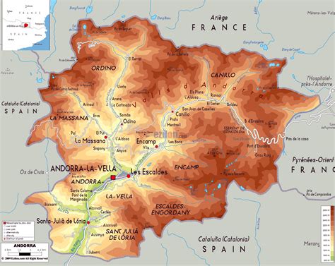 Mapa Físico Grande De Andorra Con Los Caminos Y Ciudades Andorra