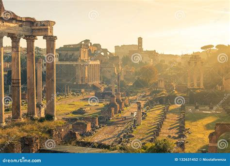 Ancient Roman Forum At Sunrise Rome Italy Stock Photo Image Of