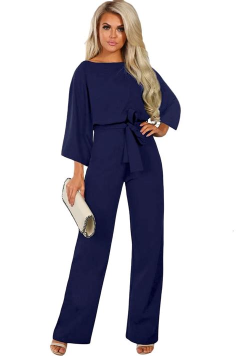 Elegant Blue 3 4 Sleeve Date Night Jumpsuit Jumpsuits For Women Clothes Design Clothes
