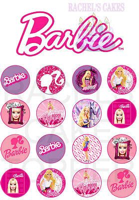 Barbie Logo Cupcakes On A Edible Cake Topper Icing Sheet Decoration