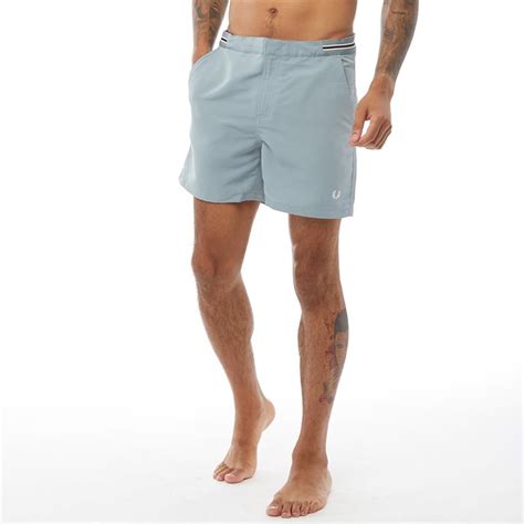 Buy Fred Perry Mens Bomber Tape Swim Shorts Silver Blue