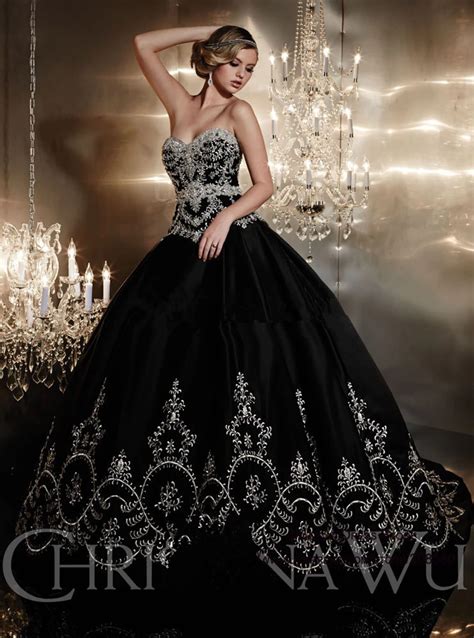 Gorgeous Embroidery Trouwjurk Luxury Crystal Black Wedding Dress Ball