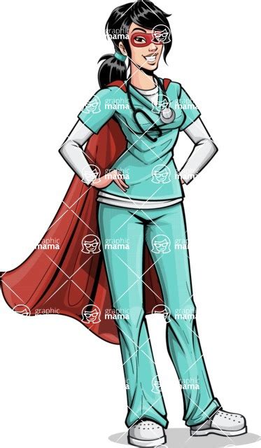 Pop Art Style Female Nurse Cartoon Character Posing As A Super Hero