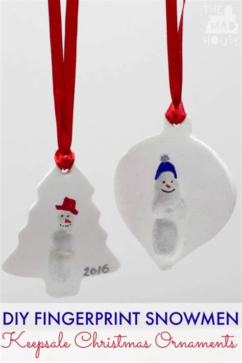 Diy Fingerprint Snowmen Christmas Ornaments Mum In The Madhouse