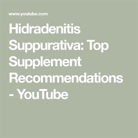 Hidradenitis Suppurativa Top Supplement Recommendations Youtube
