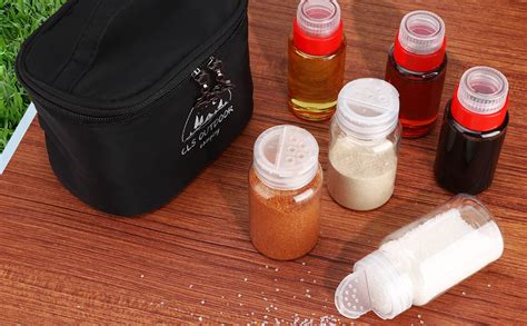 Tobwolf Camping Spice Kit Portable Spice Bag With 6 Spice Jars