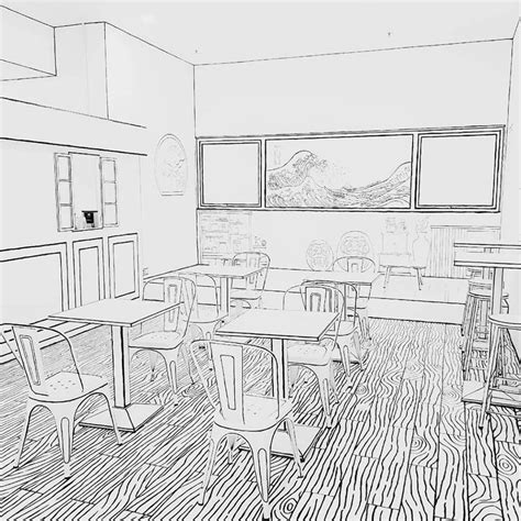 A Sketchy Café Trend Interiors Designed To Look Like Theyre 2d Line