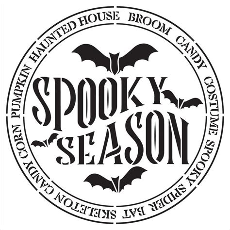 Spooky Season Bat Haunted House Round Stencil By Studior12 Select