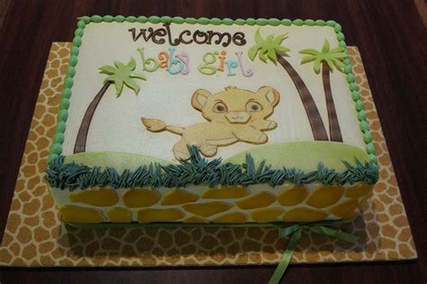 Lion Kingsafari Themed Baby Shower Sheet Cake Lion Baby Shower Cake
