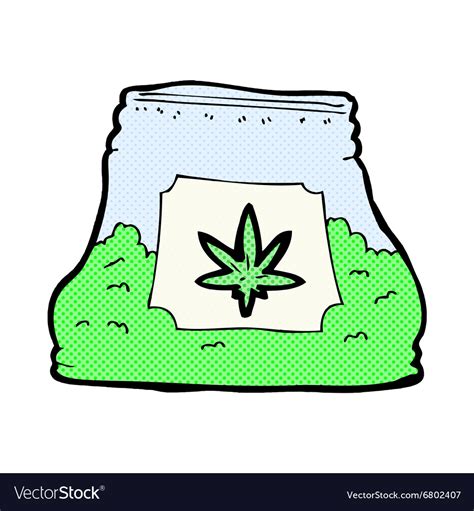 Comic Cartoon Bag Of Weed Royalty Free Vector Image