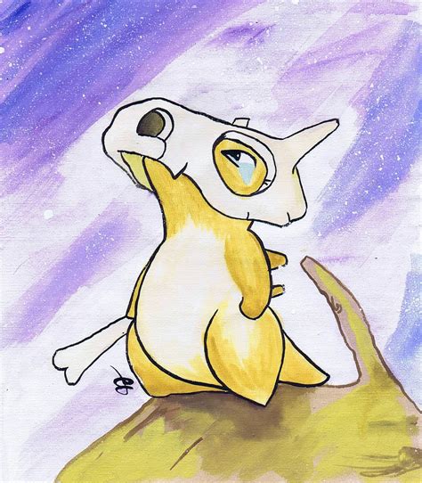 Cubone Pokemon Watercolor On Canvas By Lightningchaser On Deviantart
